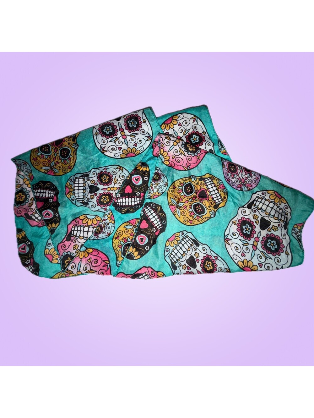 Women’s Lightweight Turquoise Sugar Skull Scarf Day of the Dead Halloween